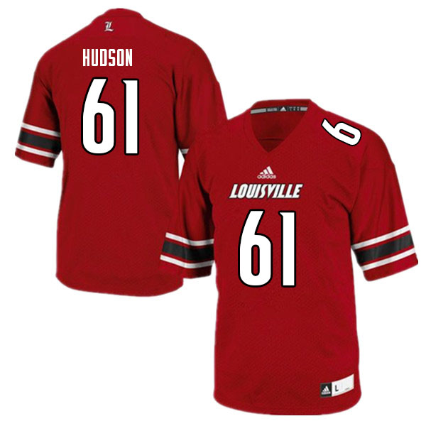 Men #61 Bryan Hudson Louisville Cardinals College Football Jerseys Sale-Red - Click Image to Close